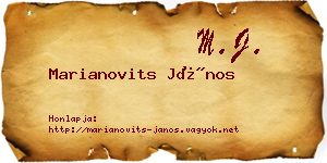Marianovits János névjegykártya